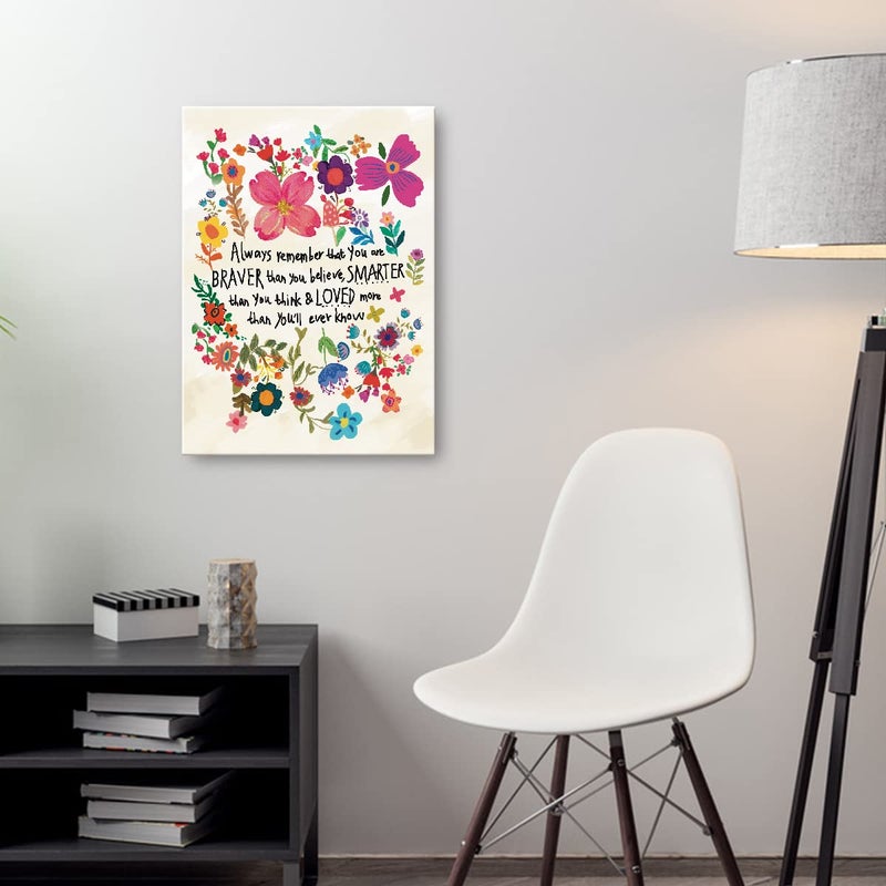 OTINGQD Inspirational Canvas Wall Art for Girls,Always Remember That You Are Braver Than You Believe Wall Decor,Motivational Wall Art for Teens Women,Teen Girl Room Decor - Image 4