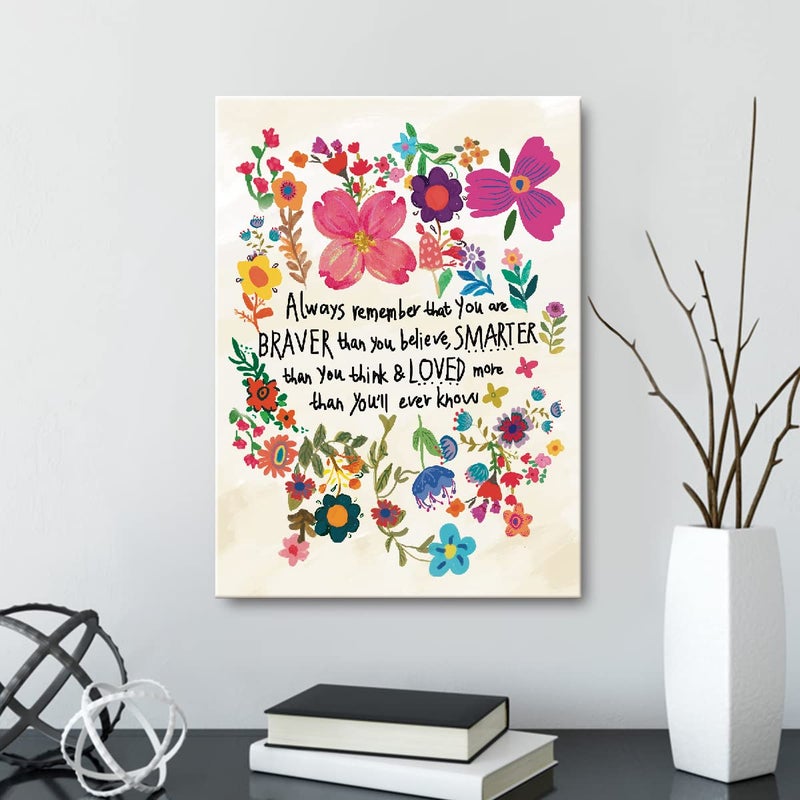 OTINGQD Inspirational Canvas Wall Art for Girls,Always Remember That You Are Braver Than You Believe Wall Decor,Motivational Wall Art for Teens Women,Teen Girl Room Decor - Image 3