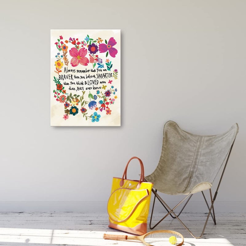 OTINGQD Inspirational Canvas Wall Art for Girls,Always Remember That You Are Braver Than You Believe Wall Decor,Motivational Wall Art for Teens Women,Teen Girl Room Decor - Image 5