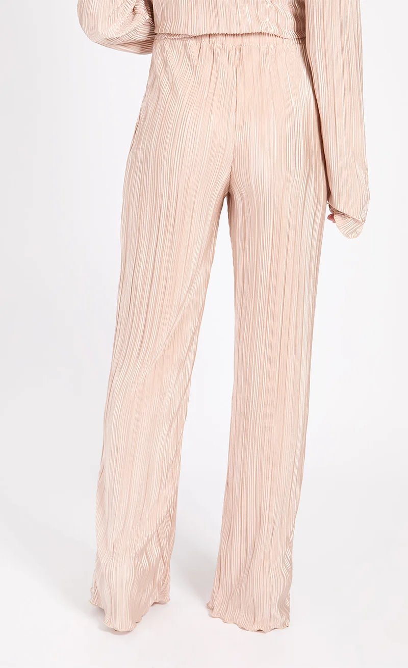 Little Mistress Champagne Plisse Trousers
