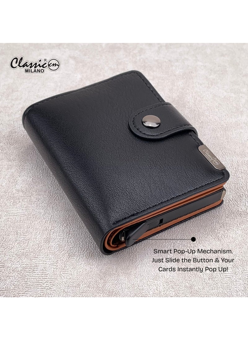 Classic Milano Classic Milano Faux Leather RFID Blocking Pop Up Wallet for Men and Women - Automatic Card Holder Wallet with Pop-up Design - Secure, Compact Credit Card Holder for Men - Stylish Wallet for Men & Women’s RFID Card Wallet  - Image 3