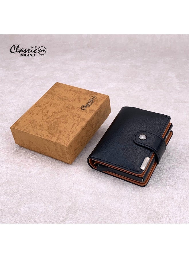كلاسيك ميلانو محفظة كلاسيك ميلانو بحماية RFID للرجال والنساء - حامل بطاقات أوتوماتيكي بتصميم بوب أب - محفظة بطاقات آمنة ومدمجة للرجال - محفظة أنيقة للرجال والنساء - Image 1