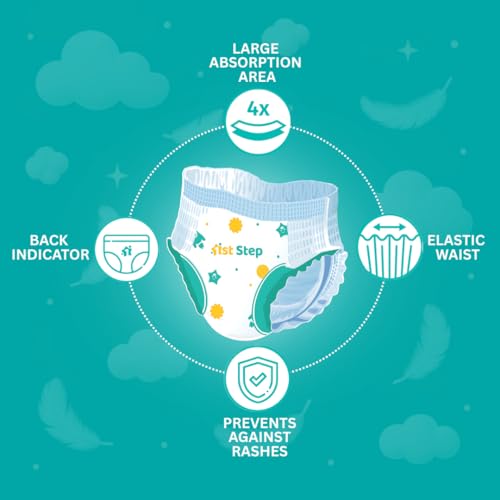 1st Step Play Pant Style Baby Diapers – Ultrasoft Comfort with 3D Leak Guard, Gel Lock Technology & Breathable Cotton Fit for up to 12 Hours Protection – M (70 Diapers) - Image 5