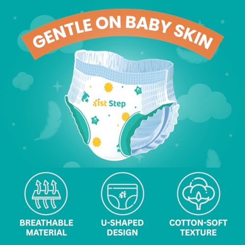 1st Step Play Pant Style Baby Diapers – Ultrasoft Comfort with 3D Leak Guard, Gel Lock Technology & Breathable Cotton Fit for up to 12 Hours Protection – M (70 Diapers) - Image 3