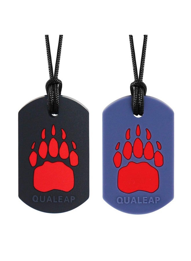 QUALEAP AMBER Bear Claw Chew Necklace For Kids Boys Or Girls (2 Pack) Chewing Necklace Teething Necklace Teether Necklace Chew Toys Teething Toys Designed For Chewing Autism Autism Sensory Teether Toy - Image 1