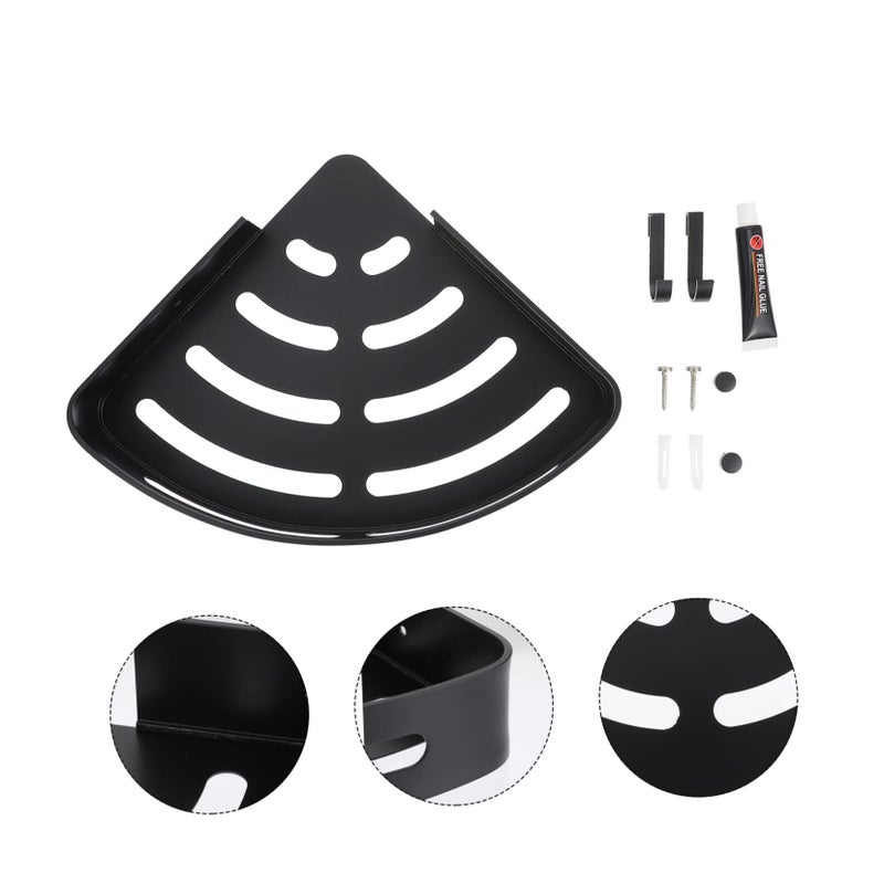 Wall Mounted Aluminum Triangle Shelf Black Space Saver for Bathroom Kitchen Easy Install - Image 5