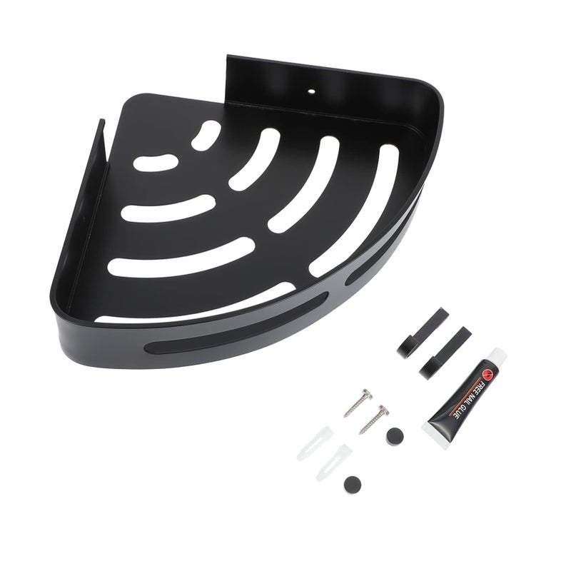 Wall Mounted Aluminum Triangle Shelf Black Space Saver for Bathroom Kitchen Easy Install - Image 2