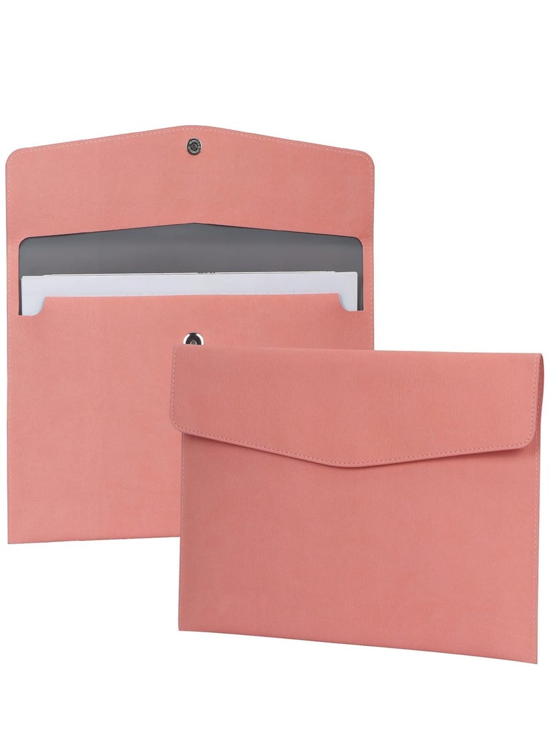 SYOSI - File Folder PU Leather A4 Document Holder File Organizer Filing Envelope Portfolio Case Tablet Sleeve with Magnetic Snap Closure for Home School Office Stationery Pink - Image 1