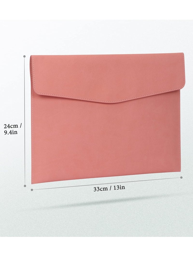 SYOSI - File Folder PU Leather A4 Document Holder File Organizer Filing Envelope Portfolio Case Tablet Sleeve with Magnetic Snap Closure for Home School Office Stationery Pink - Image 1
