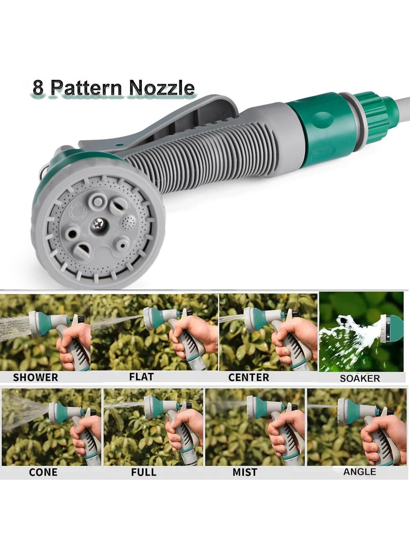 MHR Garden Hose Reel 14M, Compact & Portable Hose Pipe Reel with 8 Adjustable Spray Gun Nozzles, Manual Retractable Garden Water Hose Reel,Outdoor Flexible Hose Reel Set for Garden Patios and Balconies - Image 5