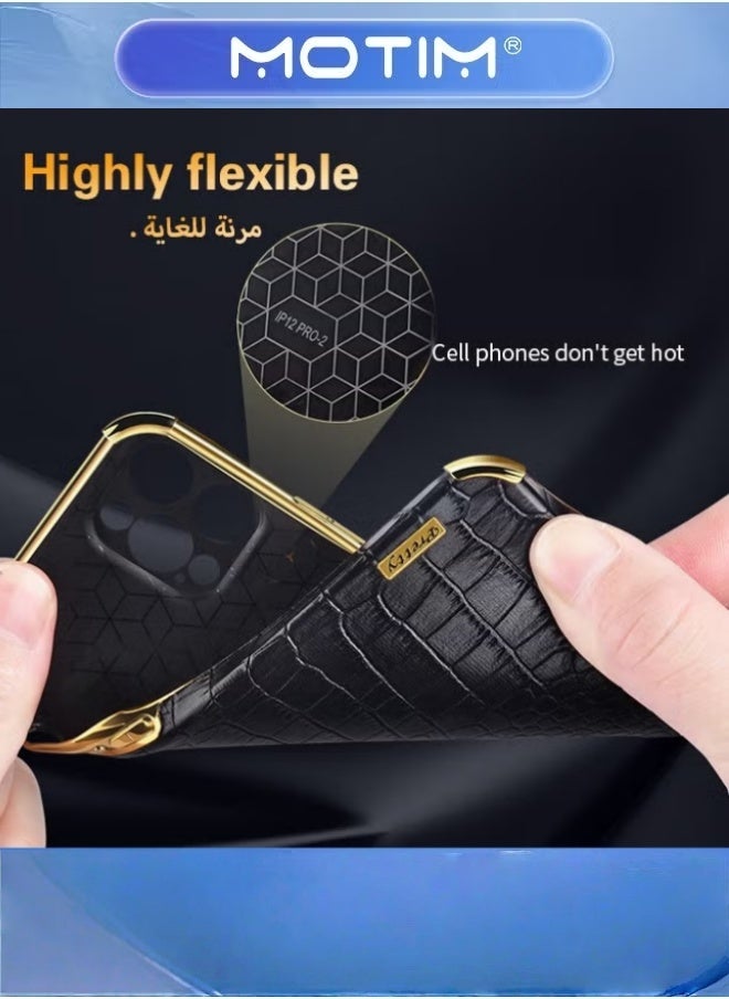 موتيم حافظة لجراب آيفون 13 برو حافظة جلدية مقاومة للصدمات غطاء حماية لجهاز آيفون 13 برو غطاء 6.1 بوصة أسود - Image 4