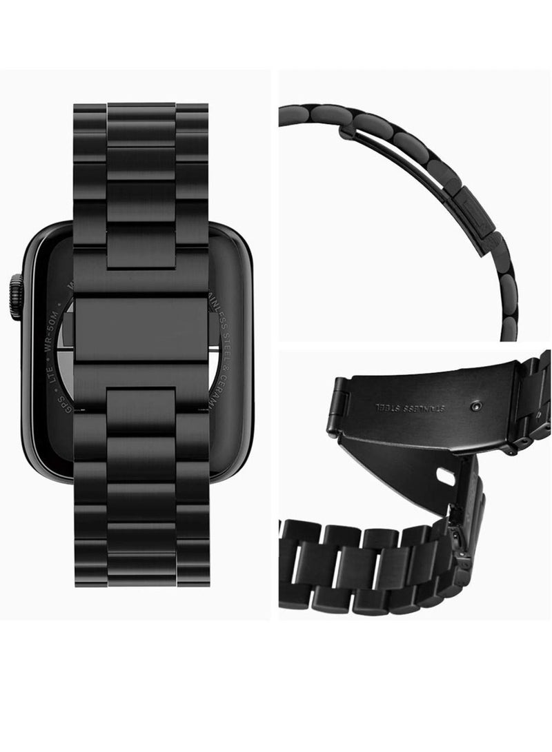 Zoom Plus Bluetooth Call Stainless Steel Sports Fitness Tracker Water Resistant Smartwatch For IOS Android - Black - Image 3