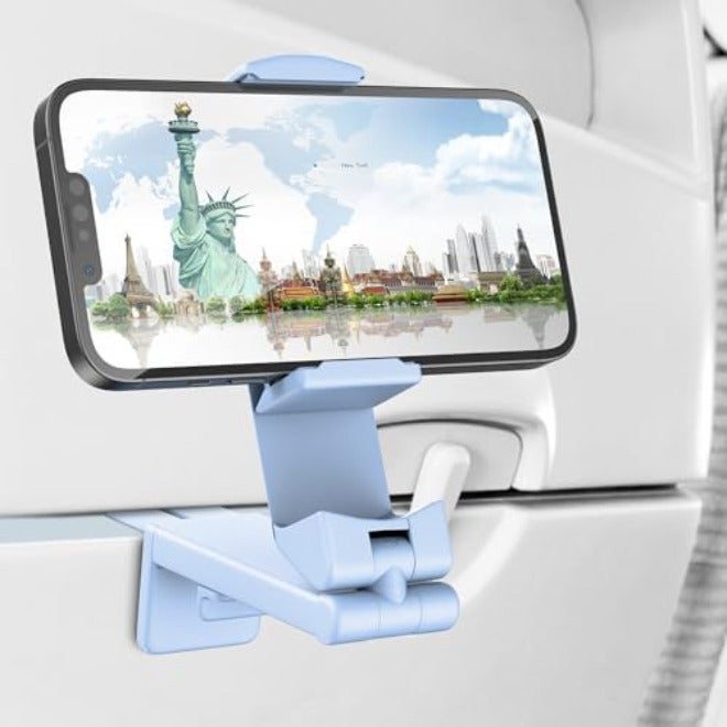 Perilogics Universal in Flight Airplane Phone Holder Mount. Hands Free Viewing with Multi-Directional Dual 360 Degree Rotation. Pocket Size Must Have Airplane Travel Essential Accessory for Flying - Image 1