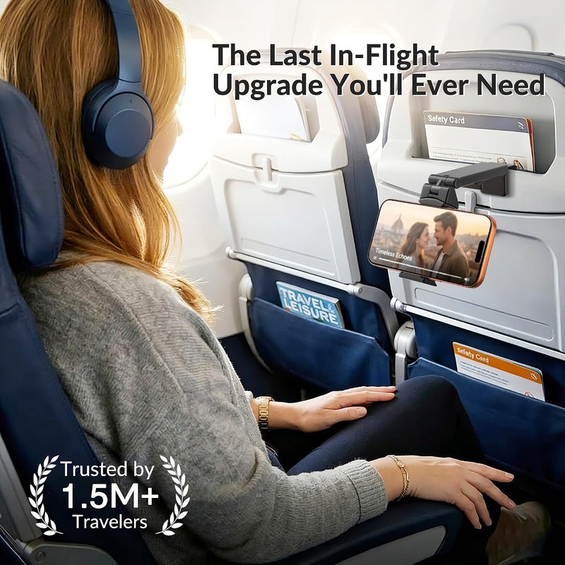 Perilogics Universal in Flight Airplane Phone Holder Mount. Hands Free Viewing with Multi-Directional Dual 360 Degree Rotation. Pocket Size Must Have Airplane Travel Essential Accessory for Flying - Image 3