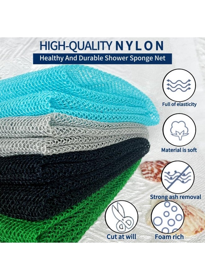 SPMKTBOZAI African Exfoliating Net, African Net Sponge, Nylon African Bathing Sponge Net, African Net Long Net Bath Sponge Shower Body Scrubber Back Scrubber Skin Smoother ((Black,White,Blue,Emerald Green)) - Image 4