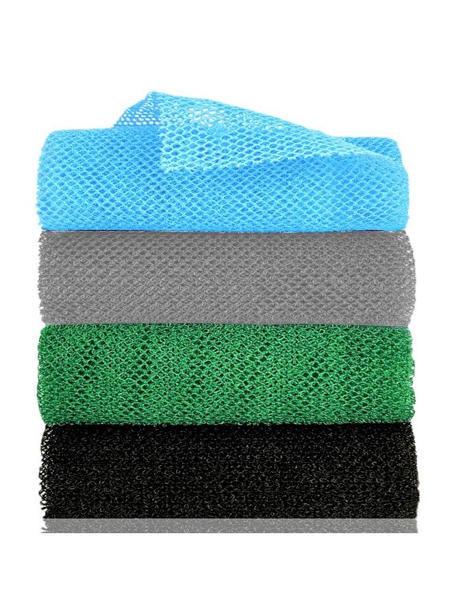 SPMKTBOZAI African Exfoliating Net, African Net Sponge, Nylon African Bathing Sponge Net, African Net Long Net Bath Sponge Shower Body Scrubber Back Scrubber Skin Smoother ((Black,White,Blue,Emerald Green)) - Image 1