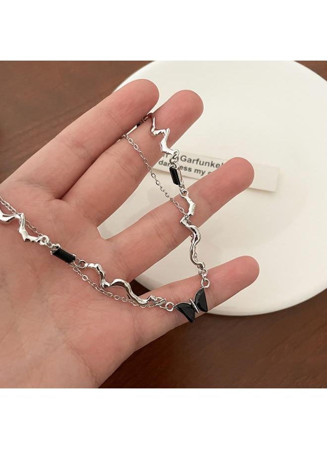 Generic - Diamond Butterfly Stitching Necklace South Korea Fashion High-grade Clavicle Chain Personalized Creative Design Necklace For Women - Image 1