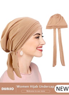 DUNISO Women Hijab Undercap Islamic Muslim Under Hijab Cap Back Closure Fashion Solid Color Hijab Jersey Headband Inner Under Scarf Hat Hijab Cap with Tie Head Wrap Hat for Women Girls  - Image 1