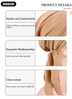 DUNISO Women Hijab Undercap Islamic Muslim Under Hijab Cap Back Closure Fashion Solid Color Hijab Jersey Headband Inner Under Scarf Hat Hijab Cap with Tie Head Wrap Hat for Women Girls  - Image 2