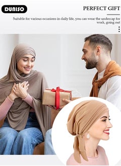 DUNISO Women Hijab Undercap Islamic Muslim Under Hijab Cap Back Closure Fashion Solid Color Hijab Jersey Headband Inner Under Scarf Hat Hijab Cap with Tie Head Wrap Hat for Women Girls  - Image 4