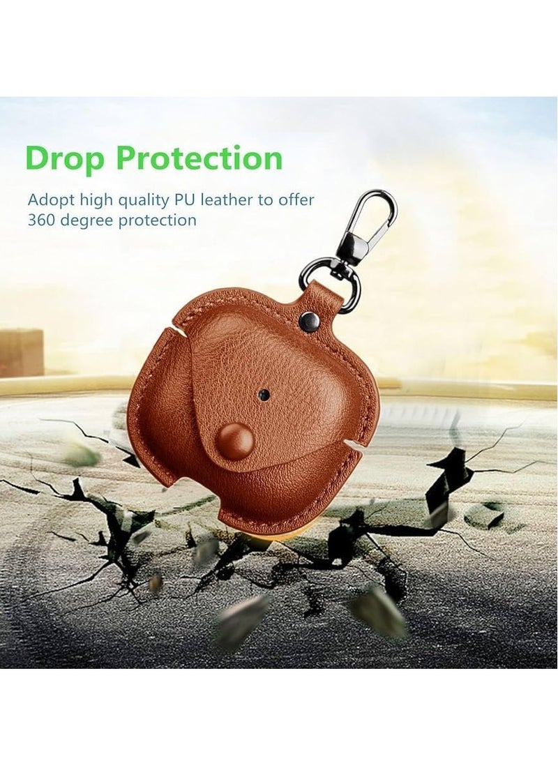 Premium Earphone Case Compatible with AirPods 4 Shockproof PU Leather, Anti-Scratch, Anti-Slip, Stylish Design with Carabiner Hook, Full Protection and Easy Access to Charging Port (Dark Brown)  - Image 3