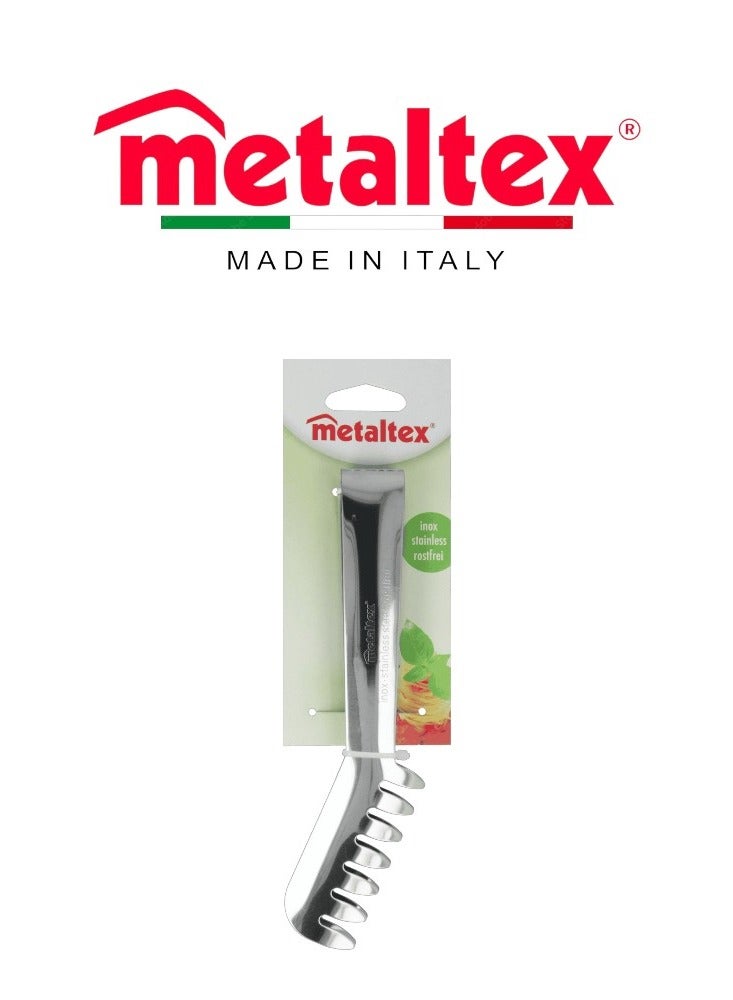 Metaltex Stainless Steel Spaghetti Tongs with 7 Teeth – 19cm, Easy Grip & Dishwasher Safe - Image 1