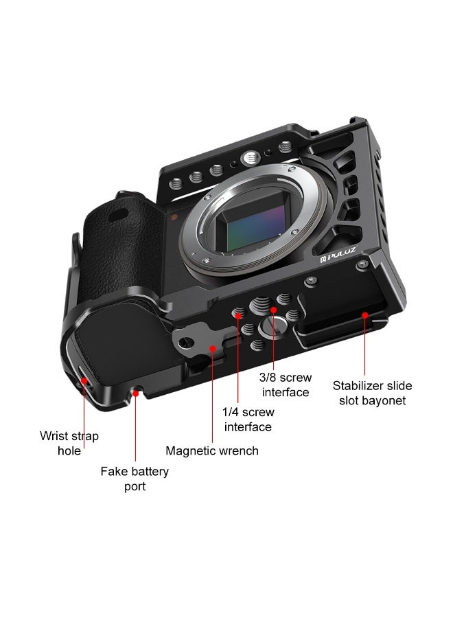 PULUZ For Sony A6500 / A6400 / A6300 / A6000 PULUZ Metal Camera Cage Expansion Mount Stabilizer Rig - Image 4