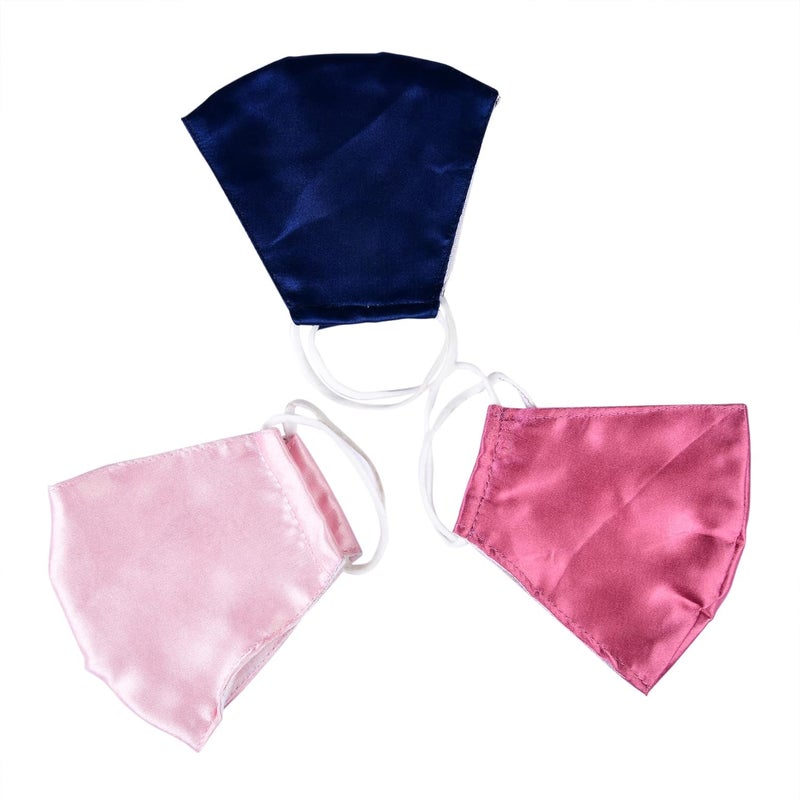 NNR NNR Satin Silk Face Mask With Soft Elastic For Kids Girls Pack Of 3 PcsMulticolor  - Image 1