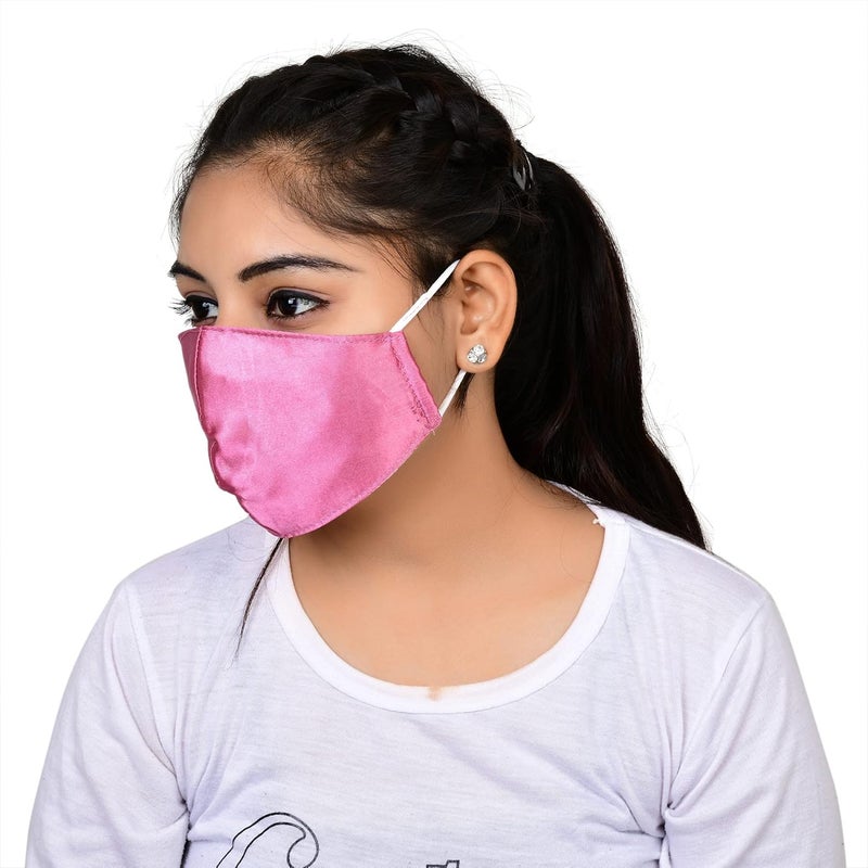 NNR NNR Satin Silk Face Mask With Soft Elastic For Kids Girls Pack Of 3 PcsMulticolor  - Image 2