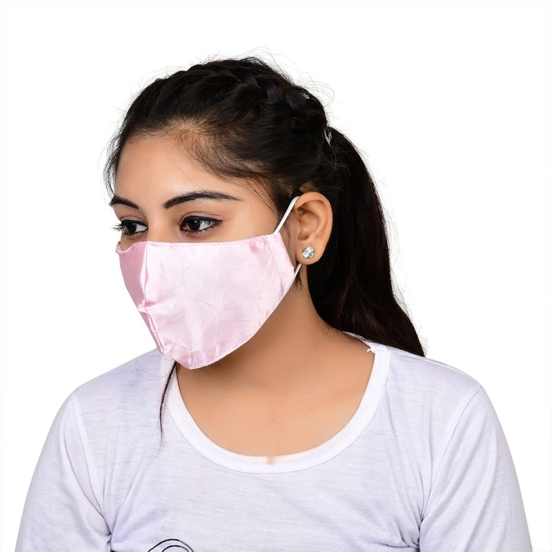 NNR NNR Satin Silk Face Mask With Soft Elastic For Kids Girls Pack Of 3 PcsMulticolor  - Image 4