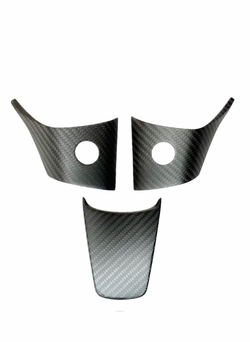 SYOSI 3 Pcs Dry Carbon Fiber Steering Wheel Trim Fit - Image 1
