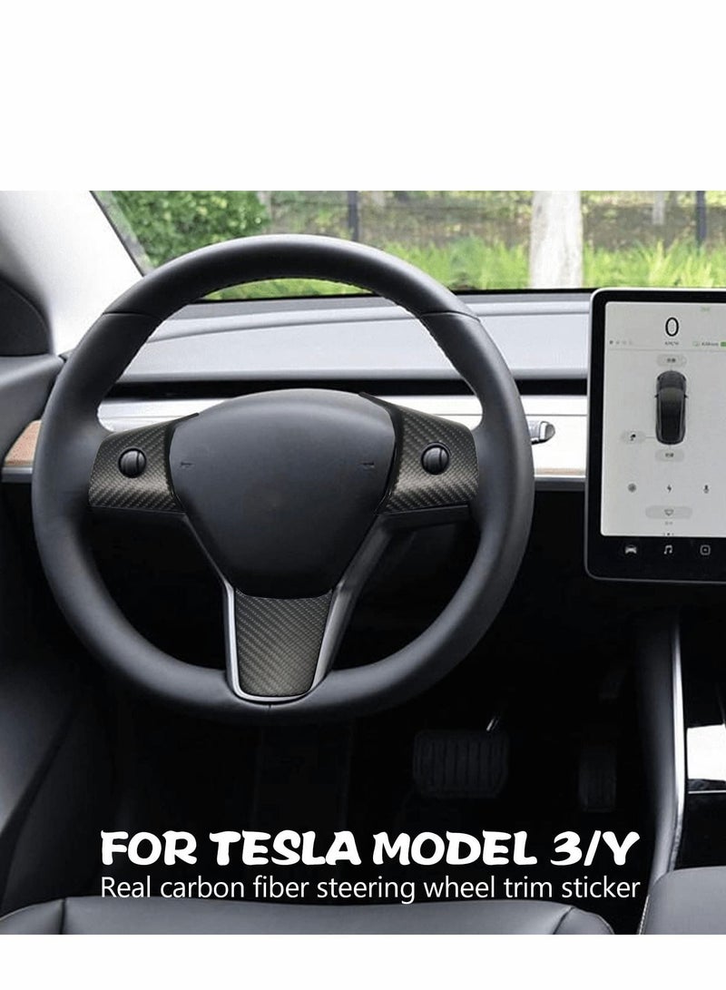 SYOSI 3 Pcs Dry Carbon Fiber Steering Wheel Trim Fit - Image 2