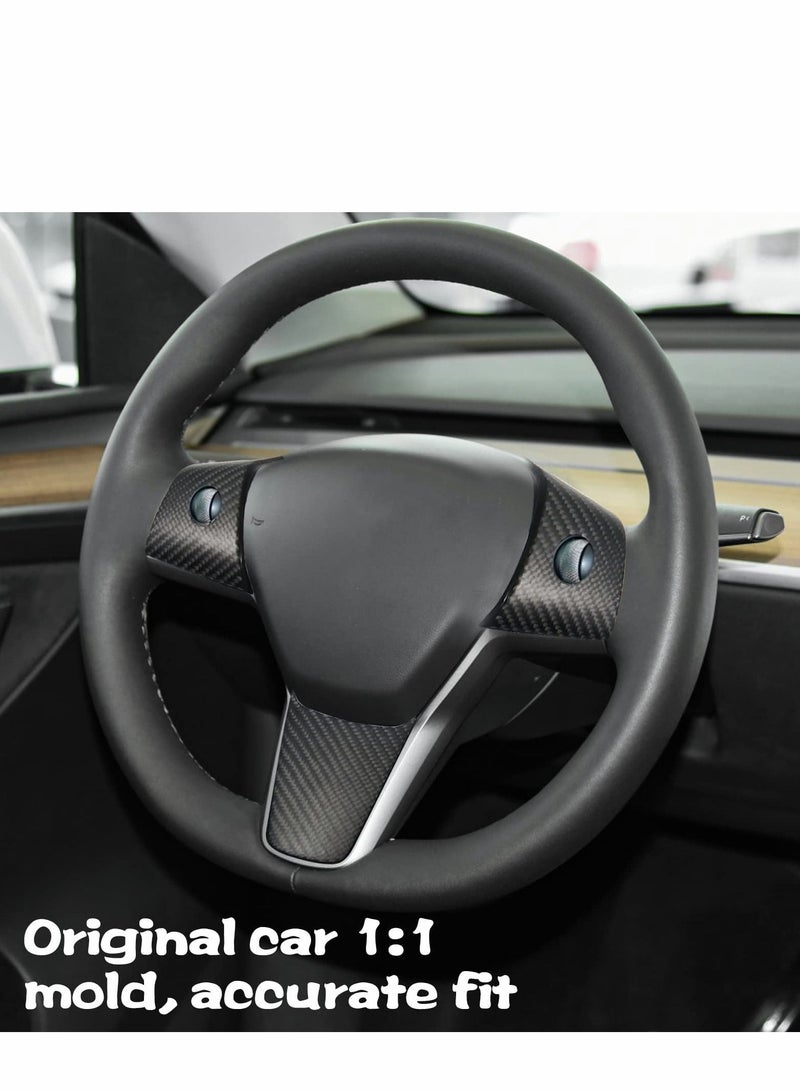 SYOSI 3 Pcs Dry Carbon Fiber Steering Wheel Trim Fit - Image 4