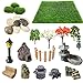 Cayway 26 PCS Outdoor Fairy Garden Miniatures Mini Zen Garden Accessories Artificial Grass Model Trees Terrarium Ornaments Dollhouse Supplies Bonsai Decorative Craft Tools Kit - Image 3