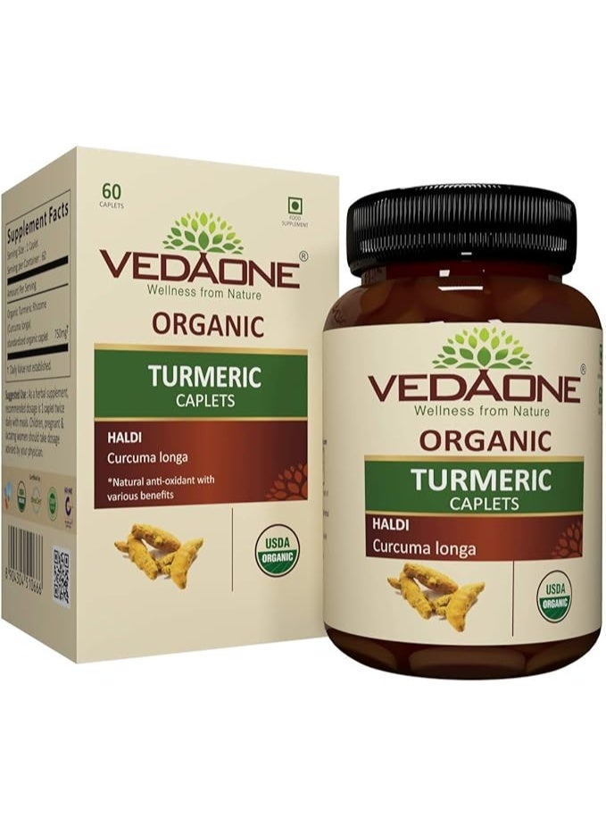 VEDAONE ORGANIC TURMERIC CAPLETS (60'S) - Image 1