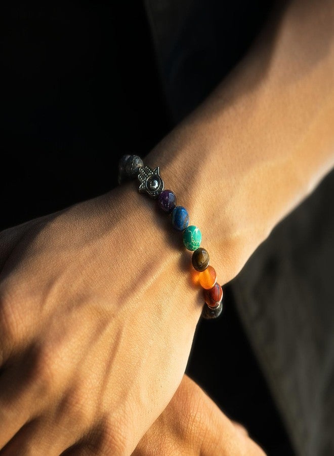 Mesmerize Patented and Certified 7 Chakra Healing Bracelet Collection with MagSnap Closure Unisex | 7 Chakra Bracelets Online For Men and Women (Lava 7 Chakras, XL) - Image 3