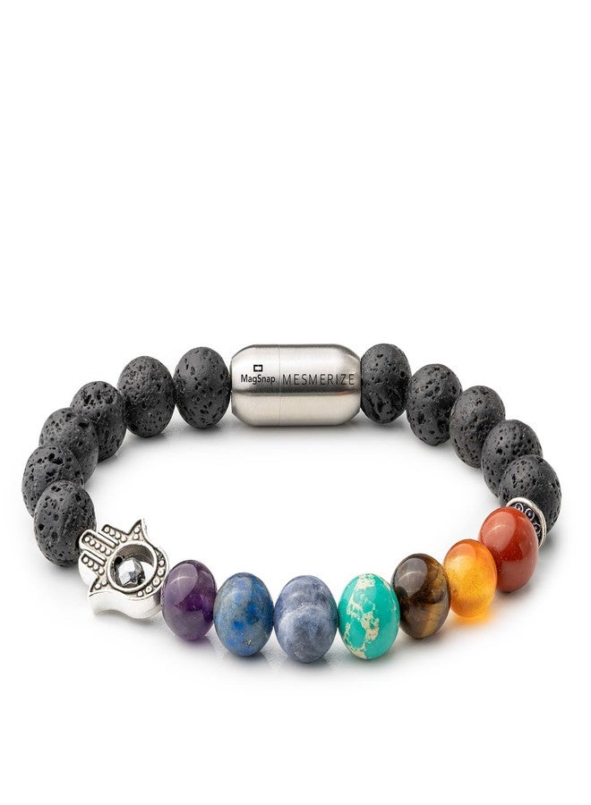 Mesmerize Patented and Certified 7 Chakra Healing Bracelet Collection with MagSnap Closure Unisex | 7 Chakra Bracelets Online For Men and Women (Lava 7 Chakras, XL) - Image 1