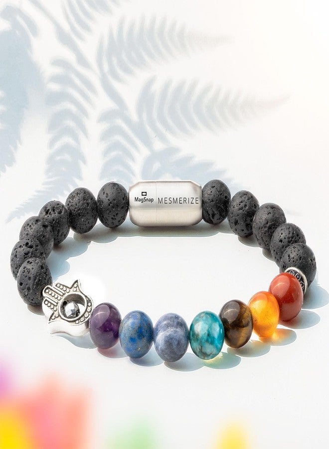 Mesmerize Patented and Certified 7 Chakra Healing Bracelet Collection with MagSnap Closure Unisex | 7 Chakra Bracelets Online For Men and Women (Lava 7 Chakras, XL) - Image 2