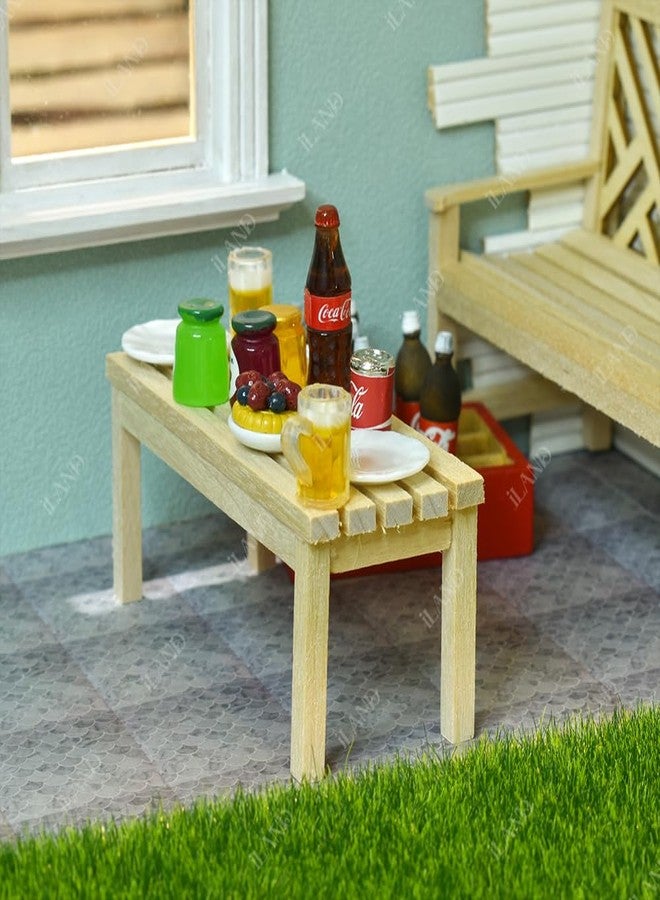 iLAND Dollhouse Furniture and Accessories on 1:12 Scale incl Dollhouse Patio Tables & Garden Chairs & BBQ Grill & Mini Bike (Modern 6pcs) - Image 4