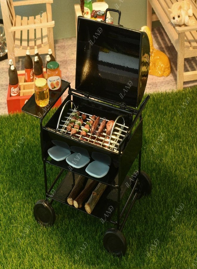 iLAND Dollhouse Furniture and Accessories on 1:12 Scale incl Dollhouse Patio Tables & Garden Chairs & BBQ Grill & Mini Bike (Modern 6pcs) - Image 5