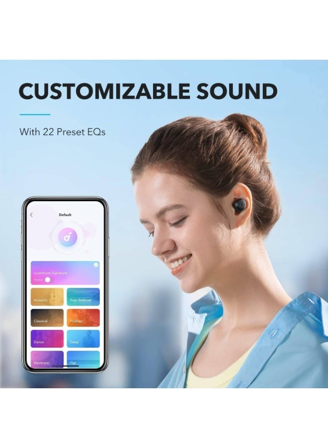 سماعات أذن لاسلكية حقيقية Anker Soundcore A20i، بلوتوث 5.3، تطبيق، صوت قابل للتخصيص، مدة تشغيل طويلة تصل إلى 28 ساعة، ميكروفونان لإجراء مكالمات واضحة بتقنية الذكاء الاصطناعي، وضع سماعة أذن واحدة، أسود | A3948H11 - Image 5