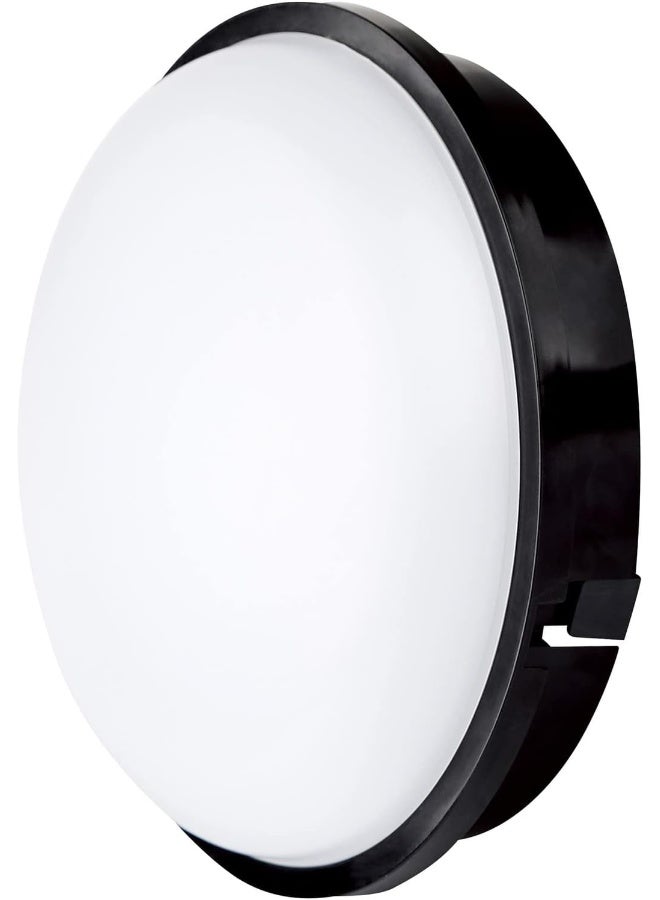 Royal Apex Led Surface Mounted Round Bulkhead Light Fitting With Black Trim For Indoor Hallway Corridor Garden Etc 24W - Image 1