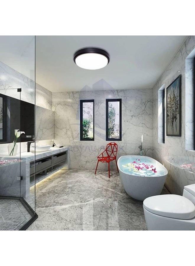 Royal Apex Led Surface Mounted Round Bulkhead Light Fitting With Black Trim For Indoor Hallway Corridor Garden Etc 24W - Image 5