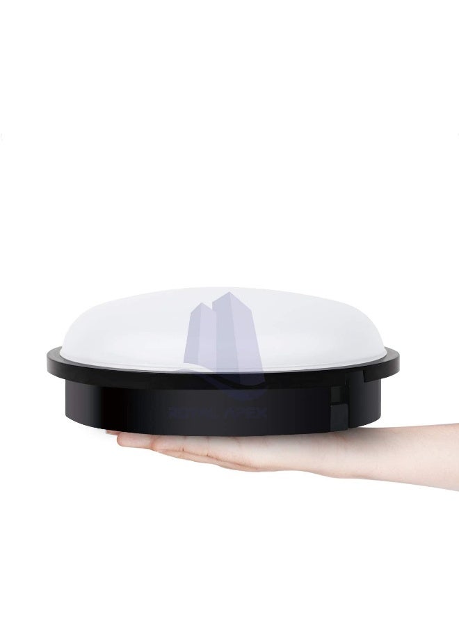 Royal Apex Led Surface Mounted Round Bulkhead Light Fitting With Black Trim For Indoor Hallway Corridor Garden Etc 24W - Image 3