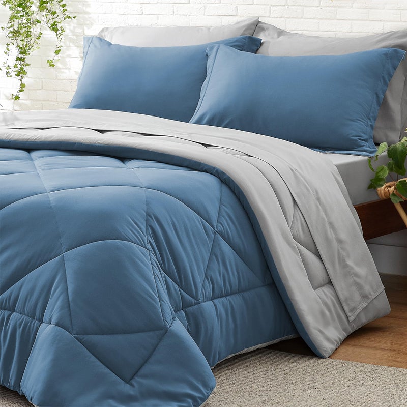 BEDELITE Queen Comforter Set 7 Pieces Bed in A Bag Soft Microfiber Reversible Blue Bed Set with Comforters Sheets Pillowcases Shams Cozy Luxury Bedding Sets for All Season - Image 2