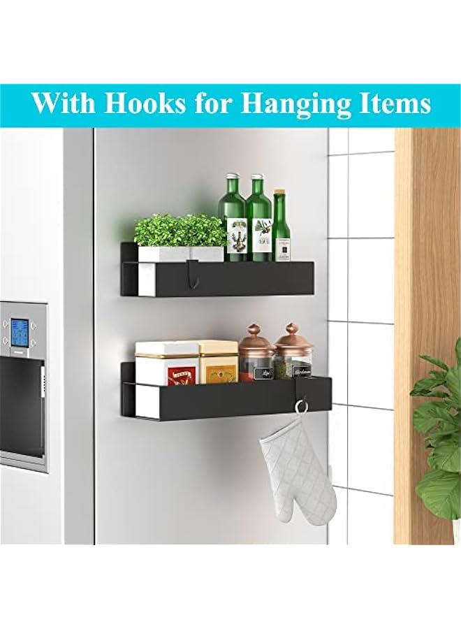 2 Pack Magnetic Spice Storage Rack Organizer for Refrigerator and Oven, Black Fridge Organizers and Storage - Image 2