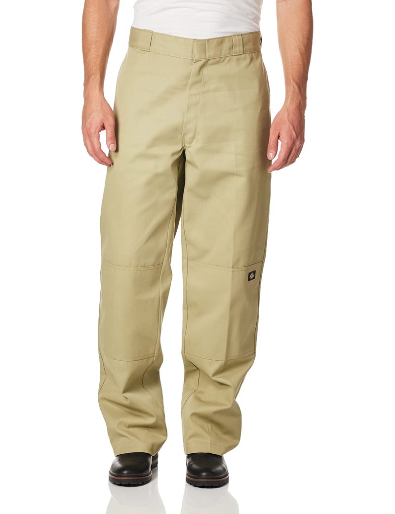 Dickies بنطال عمل دكيز للرجال بقصة فضفاضة مع كعب مزدوج، كاكي، 28W x 32L - Image 1