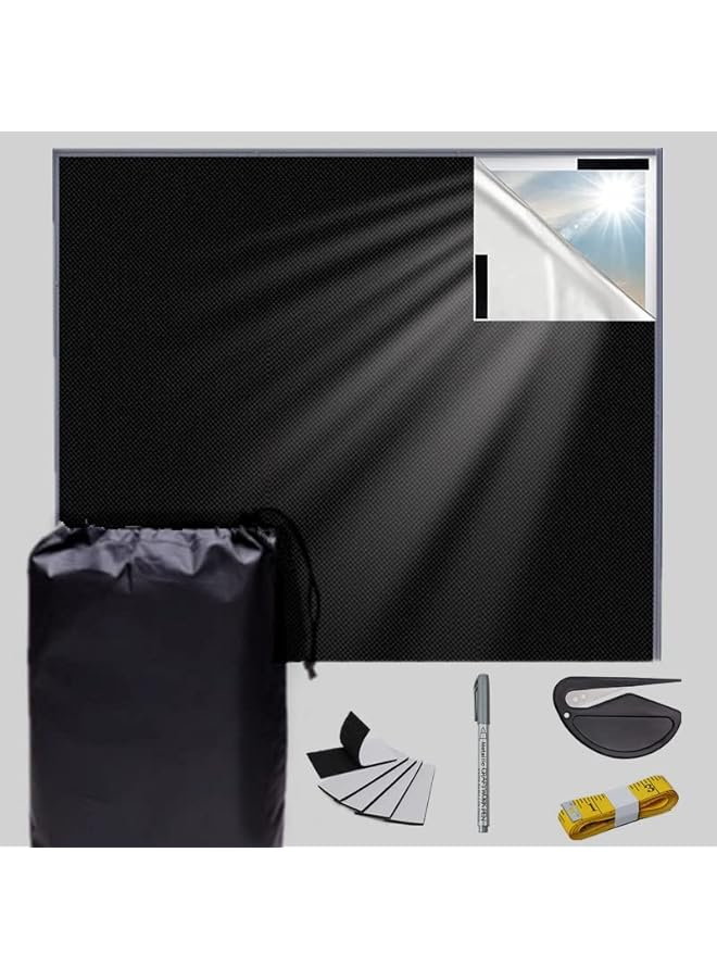 The Bros Blackout Blind, Portable Blackout Blinds Stick On Window, Blackout Material Blinds Blackout Curtains for Bedroom Nursery Loft Travel RV Car (2M*1.45M) - Image 1