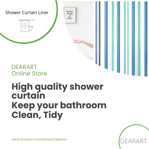 DEARARTBath Striped Blue Shower Curtain Liner for Bathroom, 60''W*72''L inch Thicken Fabric Shower Curtains with Grommet and Hooks, 100% Waterproof Easy Care Easy Clear - Image 3