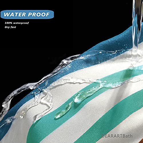 DEARARTBath Striped Blue Shower Curtain Liner for Bathroom, 60''W*72''L inch Thicken Fabric Shower Curtains with Grommet and Hooks, 100% Waterproof Easy Care Easy Clear - Image 5